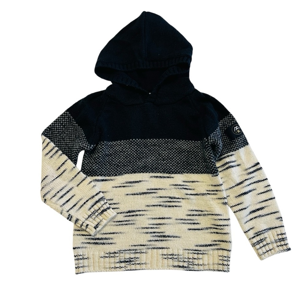 Mayoral Black and Cream‎ Hooded Sweater with Color-Block Design
